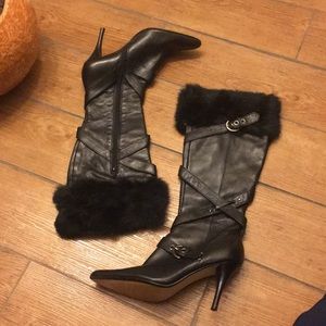 Nine West heel fur boots size 6